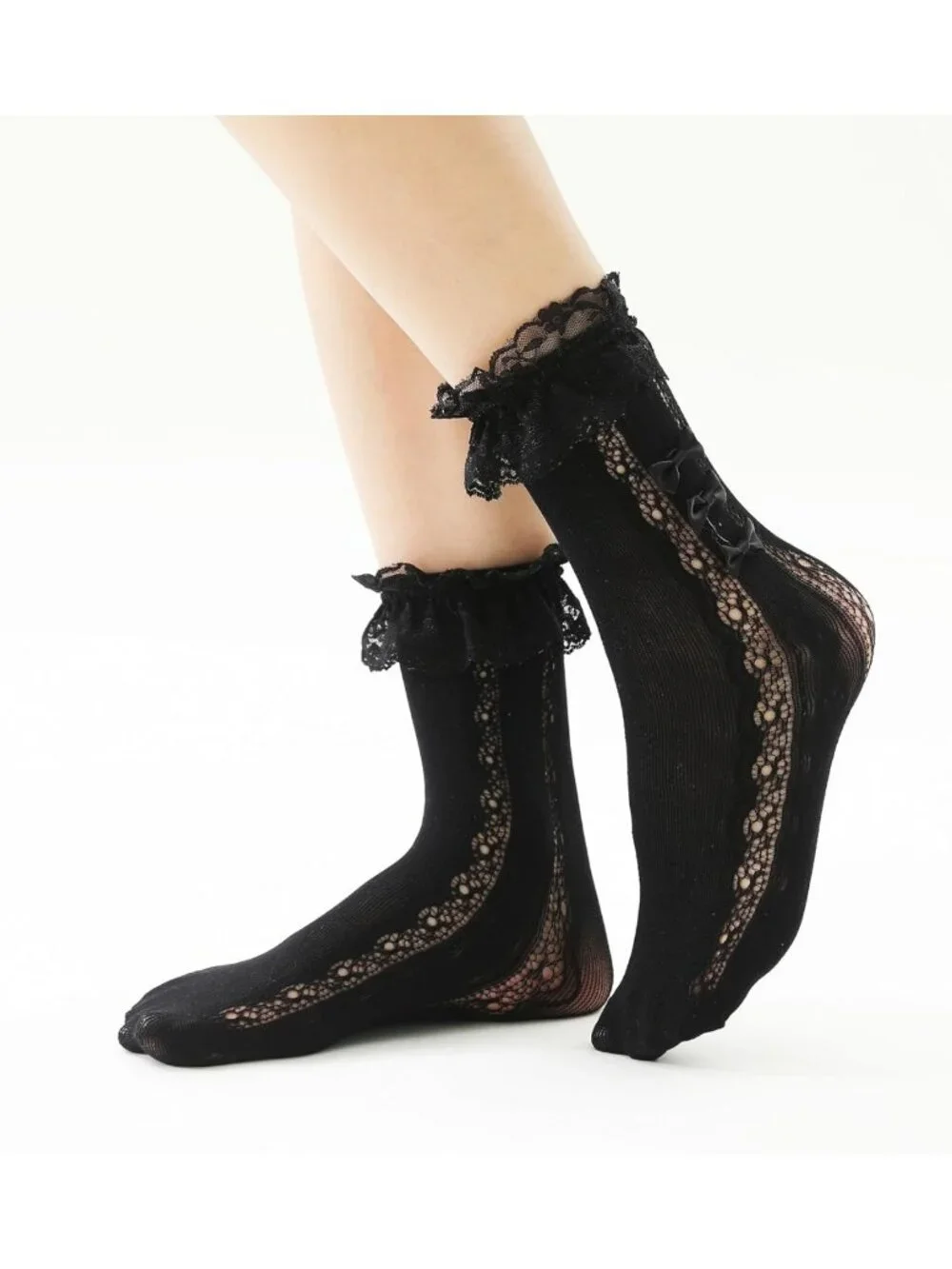 12 Pairs Frilly Ruffle Ankle Socks for Women - Cute Lace Bow Dress Socks